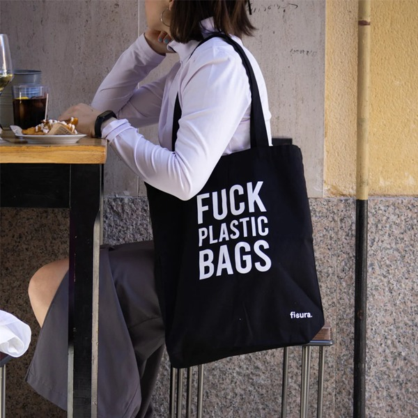 Tote bag fuck plastic negra (2)